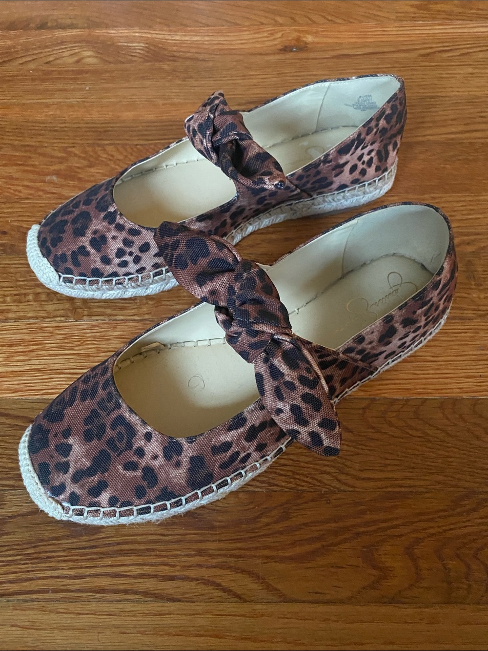Leopard Print Mary Jane Espadrille Flats - Brown Jessica Simpson